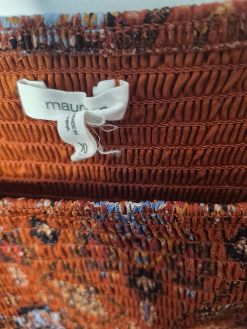 Maurices Rust Orange Smocked Boho Square-Neck Tunic - Picture 3 of 4